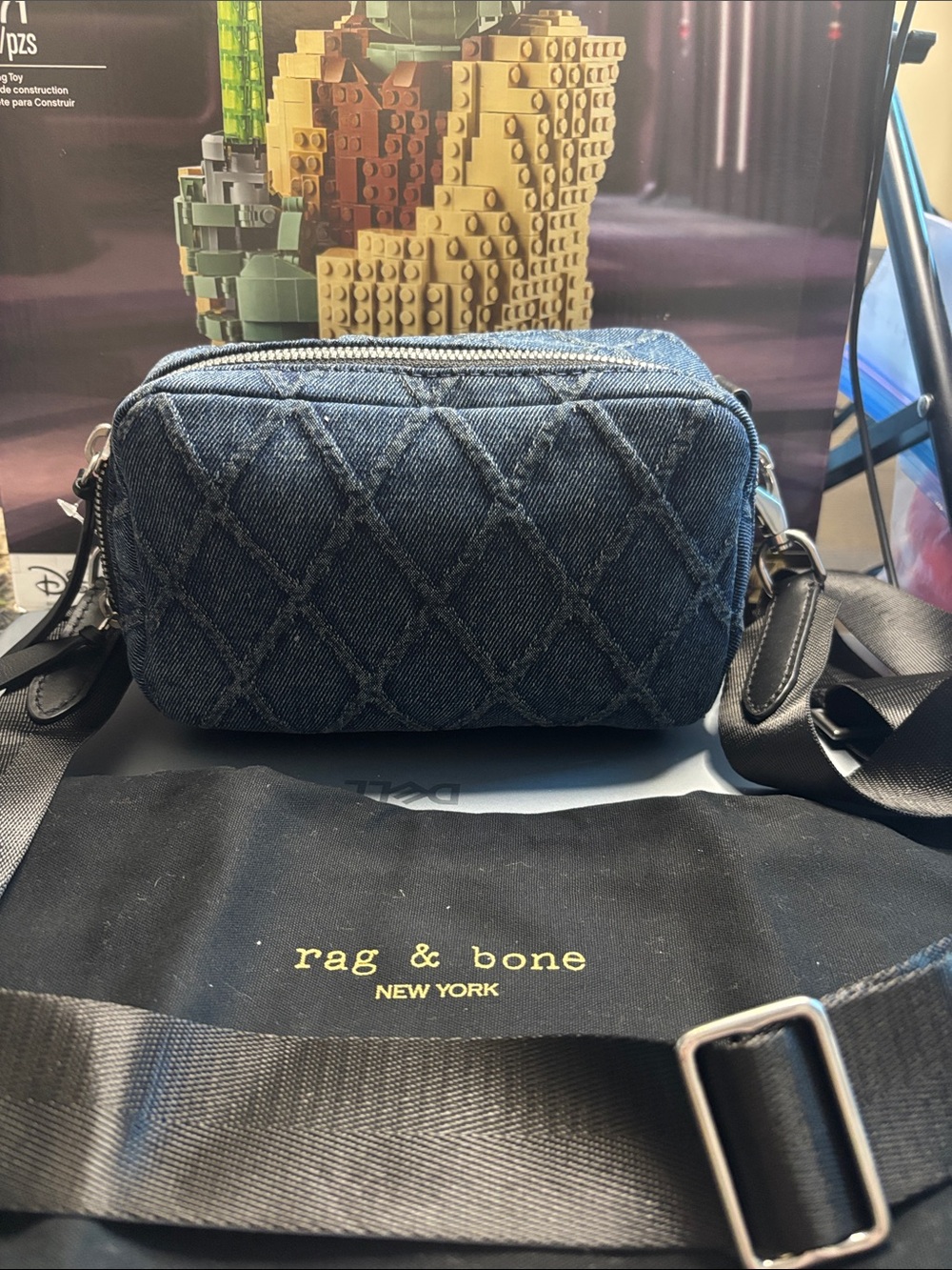 rag & bone Quilted Denim Belt Bag - Dark Blue
